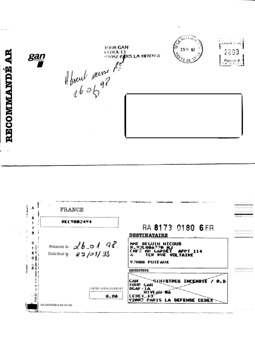 EV. du GAN  [postée le 16/02/98, présentée le 17/02/98 et retirée par mes soins le 20/01/98]