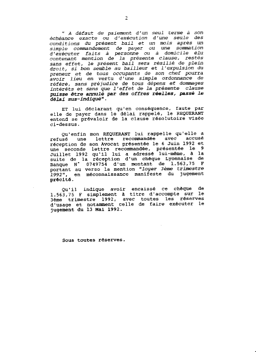 13 aout 1992 - Sommation de payer de l'huissier Ponseti