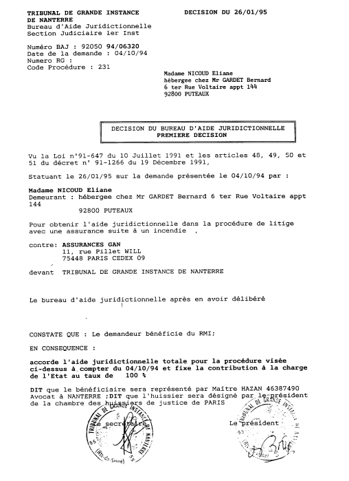 tribunal nanterre 26 janvier 1995