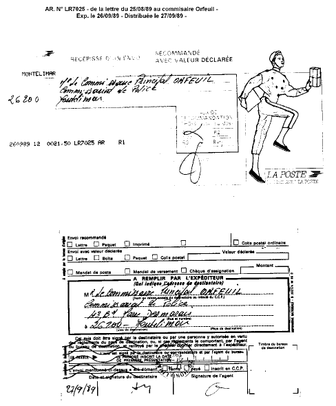 ar. au commissaire orfeuil 26 septembre 1989